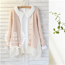 树叶下的花儿，花边镂空针织衫森林系森女2色0.24kgzw1904