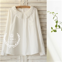 儿时双层花边领，纯色衬衫森林系森女3色0.16kgce1798