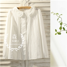儿时三层花边领娃娃式白色衬衫森林系森女式长袖衬衫cm1145