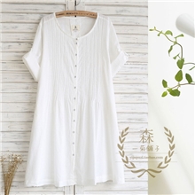 风吹麦浪，森林系森女六色短袖连衣裙。le1452