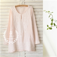 太阳花，刺绣棉麻衬衫森林系森女3色0.20kgcw1872