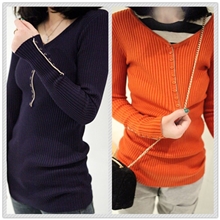 2013秋冬新款毛衣螺纹修身时尚v领套头打底韩国毛衣