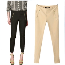 2013秋季新款女装欧美复古修身双拉链口袋显瘦修身小脚裤铅笔裤