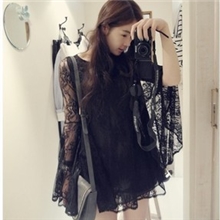 防晒极致性感仙女范公主水袖浪漫透视蕾丝裙女蕾丝衫