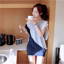 新款连衣裙雪纺拼色夏韩版棉修身连衣裙