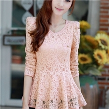 2013新款韩版圆领长袖蕾丝上衣打底衫复古纱衣小衫