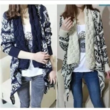 2013秋冬必备！针织勾花大翻领不规则几何图案开衫外套342