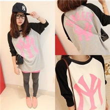 新款卫衣长款打底衫韩版字母宽松大码百搭长袖t恤女336