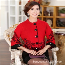 中老年女装秋冬装大码妈妈装毛衣开衫女外套加厚羊毛衫