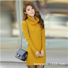 13秋冬新款女装中长款高领毛衣打底加厚羊毛衫女修身显瘦毛衣裙