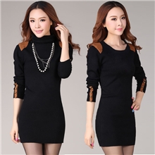 女毛衣长款2013秋冬装新款韩版女装高领打底衫长袖针织连衣裙