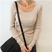 女式毛衣长袖打底毛衣长袖毛衣贝壳扣打底衫SWT088/1025