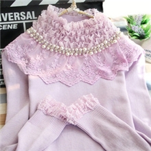 2013秋冬新款韩版华丽高领蕾丝针织打底衫套头毛衣女长袖修身