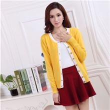 2013春秋款高档铜扣圆领针织开衫修身长袖韩版外搭女衫