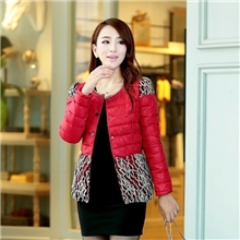 2013最新款蕾丝拼接无领镶金属链子时尚风格羽绒服韩版泡袖批发