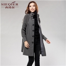西琦尔2013秋冬新款韩版大码羊毛风衣斗篷呢大衣外套女8319