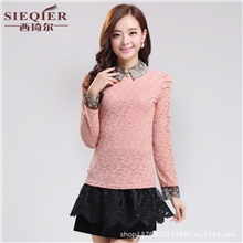 西琦尔2013秋冬新款蕾丝打底衫韩版立领宫廷蕾丝衫长袖衬衫808