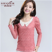 西琦尔2013秋季新款蕾丝打底衫上衣韩版显瘦蕾丝衫女装衬衫803