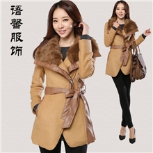 批发冬季韩版女装女式毛领品牌冬装妮子羊毛毛呢女大衣尼大衣