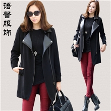 2013新款批发秋冬装女式韩版长款女士拼接pu皮潮流女装外套皮衣