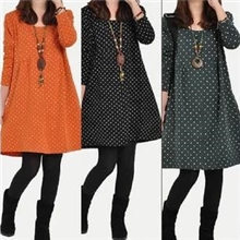 2013秋装新款女装韩版波点连衣裙宽松大码拼接圆点长袖连衣裙