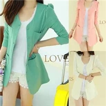 2013春装新款OL韩版气质小西服圆领修身百搭中长款西装外套