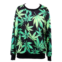 新品麻叶情侣卫衣宽松圆领设计WY-1008