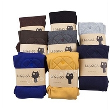 爆款韩版纯棉加绒加厚膝盖补丁打底裤小猫刺绣打底裤特价促销