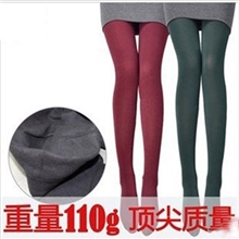 义乌厂家直销秋冬新款女式彩色拉绒拉毛九分打底裤拉毛裤批发