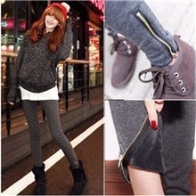 2013秋冬款加厚加绒侧拉链打底裤九分裤显瘦小脚裤铅笔裤批发