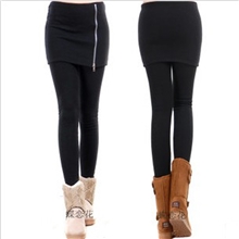 秋冬新款厂家直销拉链打底裤大码弹力修身假两件连体包臀裙裤