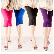 松梦蝶2041热销糖果色冰丝打底裤大码女裤七分打底裤批发