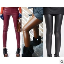 松梦蝶2127秋冬新款双层不倒绒加厚保暖皮裤时尚九分铅笔裤