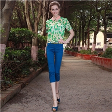 素度夏季韩版七分裤女裤时尚糖果色铅笔裤牛仔裤批发X213