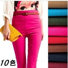 松梦蝶1348厂家直销韩版糖果色铅笔长裤彩色铅笔裤小脚裤