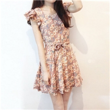 爆款优质品清新花朵束腰小雏菊连衣裙日韩版女装代理加盟RB411466