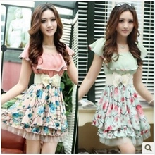 特价爆款春夏新款荷叶边拼接网纱显瘦连衣裙日韩女装代理加盟