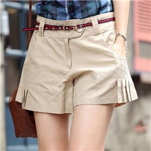 厂家直销韩版简约褶皱宽腰宽松女式休闲裤女配腰带短裤裙裤女夏