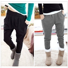 秋冬加绒运动休闲裤女韩版宽松加厚哈伦裤保暖卫裤女棉裤