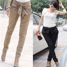 美丽说韩版女式休闲裤百搭时尚蝴蝶结哈伦裤气质范女裤长裤批发