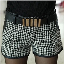 秋冬新款女装正品韩版休闲毛呢子PU皮短裤秋冬短裤热裤靴裤女