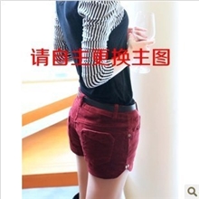 2013秋装新款时尚百搭显瘦灯芯绒短裤女秋冬韩版修身靴裤热裤