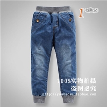 新款冬款男童儿童外贸原单童装收脚加厚加绒保暖牛仔长裤童裤