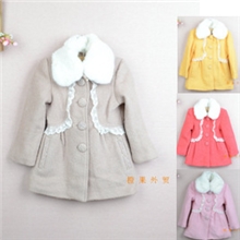 2013新款女童毛呢大衣中大童棉衣儿童毛领棉服香港品牌特价批发
