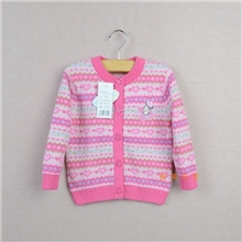 外贸童装批发迪士尼MICKE*y米老鼠米妮女童圆领全棉提花毛衣开衫