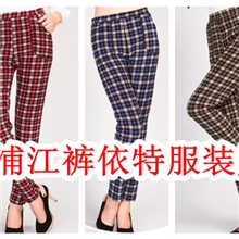 2013秋冬江湖产品格子裤加绒加厚大码女装打底裤铅笔裤打底裤批发