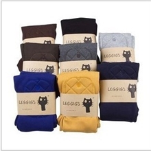 大量现货冬季羊绒小猫加绒加厚膝盖补丁小猫刺绣义乌打底裤批发