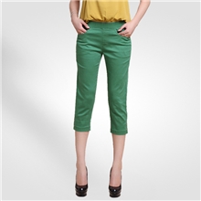 汝兄服饰韩版牛仔款式女装松紧腰修身休闲裤铅笔七分打底裤中裤