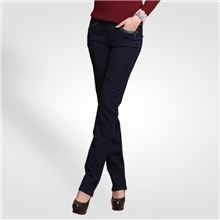 明兄服饰女裤2013春夏女装新款直筒修身长裤豹纹蓝色牛仔裤批发