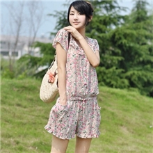 2013夏装新款瑞丽日韩女装荷叶边碎花短裤连衣裤连体裤